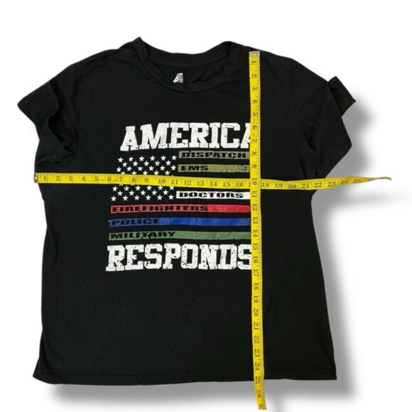 First Responders America Responds Patriotic Flag T-Shirt Black Multicolor XL - Picture 4 of 11
